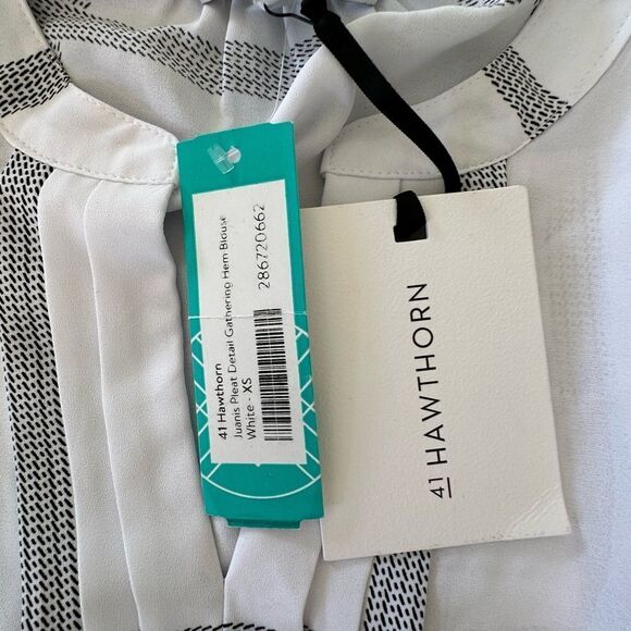 41 Hawthorn Juanis Pleat Detail Gathering Hem Blouse White STITCH FIX XS NWT - Picture 10 of 11